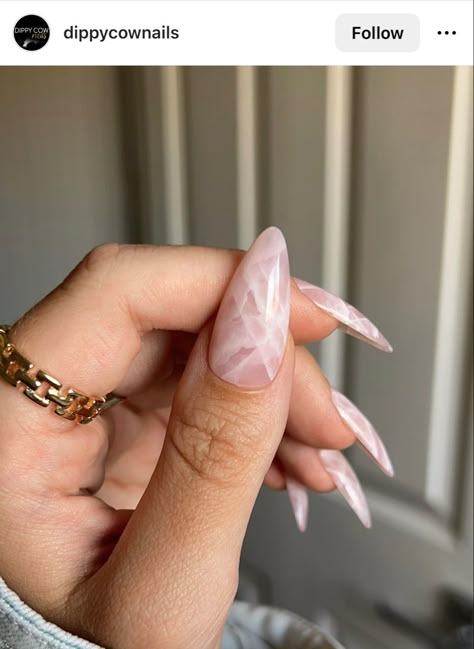 Pink Quartz Nails, Apres Gel X Nails Design, Long Round Nails, Dusty Pink Nails, Bridesmaid Nails, Silk Nails, Rose Quartz Nails, Nails Marble, Bridesmaids Nails