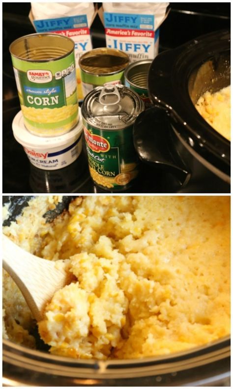 Corn Casserole Jiffy Crock Pot, Corn Casserole In Crockpot, Casserole In Crockpot, Crock Pot Corn Casserole, Slow Cooker Corn Casserole, Crockpot Sides, Corn Casserole Crockpot, Sweet Corn Casserole, Crock Pot Corn