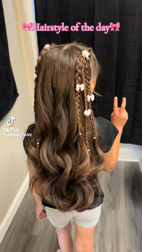 Easy Hảir Style For Kids Girl, Birthday Hair Styles For Girl, Hair Styles For Dances Kids, Hair Design For Girl, Spring Hairstyles For Kids, White Girl Hairstyles Kids, Cute School Hairstyles For Kids, Cute Hairstyles For Dolls, Spring Picture Day Hairstyles For Kids