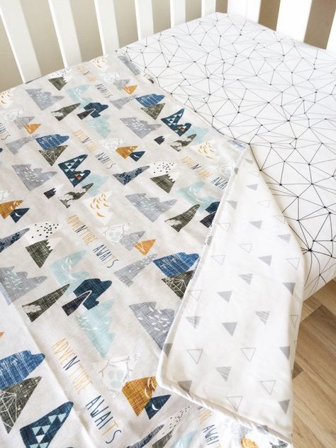 Adventure awaits Crib quilt / cot quilt for woodland crib | Etsy Diy Crib Mattress, Modern Baby Cribs, Baby Crib Blanket, Bedding Modern, Woodland Crib Bedding, Woodland Crib, Grey Nursery Decor, Diy Crib, Diy Nursery Decor