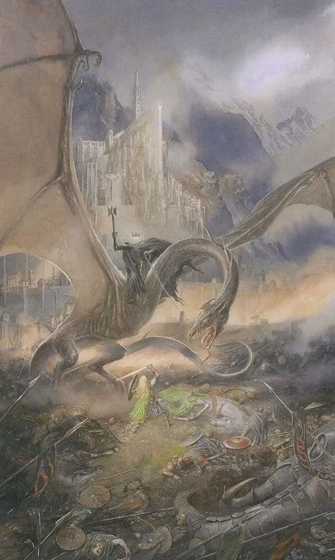 Alan Lee Art, Tolkien Artwork, Lord Of Rings, Tolkien Illustration, Witch King Of Angmar, Lord Of The Rings Tattoo, Alan Lee, John Howe, Middle Earth Art