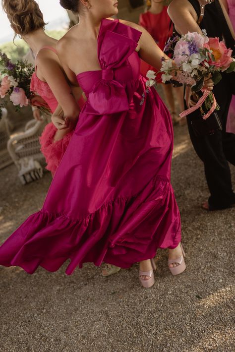 Pink bridesmaids dress | anthropologie pink bow dress Funky Bridesmaid Dresses, Magenta Bridesmaid Dresses, Pink Bridesmaids Dress, Pink Bow Dress, Pink Bridesmaids, Anthropologie Wedding, Coctail Dresses, Pink Bridesmaid Dresses, Bridesmaids Dress