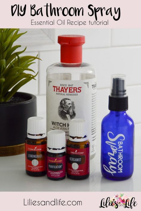 DIY Bathroom Spray Recipe | Lilies and Life - Interior Decorating | Blog | Home Decor | DIY Bathroom Spray With Essential Oils, Purification Spray Recipe, Diy Bathroom Spray Essential Oils, Diy Bathroom Spray, Bathroom Spray Essential Oils, Purification Oil, Purification Essential Oil, Essential Oil Spray Recipes, Bathroom Spray