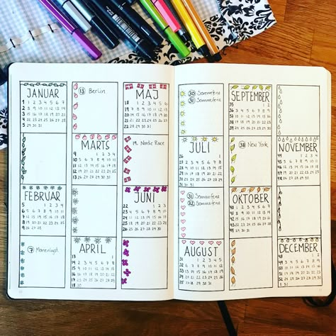 Yearly spread Bullet journal Yearly Spread Bullet Journal, Bullet Journal Yearly Spread Ideas, Journal Yearly Spread, Bullet Journal Yearly Spread, Yearly Spread, Bullet Journal Birthday Tracker, Bullet Journal Yearly, 2024 Bujo, Handwriting Practice Paper