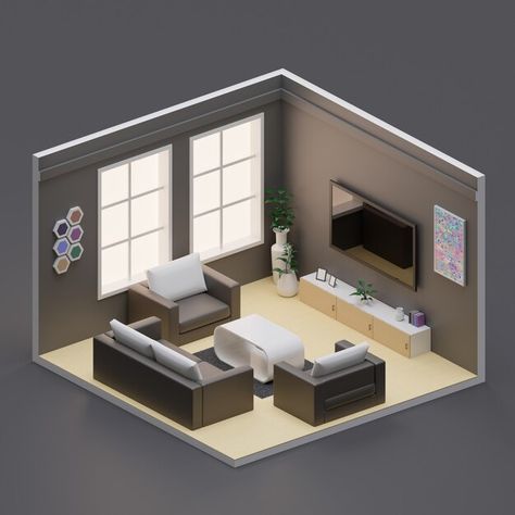 Living Room 3d Design, Isometric Living Room, Home Decor Making, Fall Coffee Table Decor, 3d Living Room, Architecture Design Process, 3d Isometric, Inside Interiors, Architecture 3d