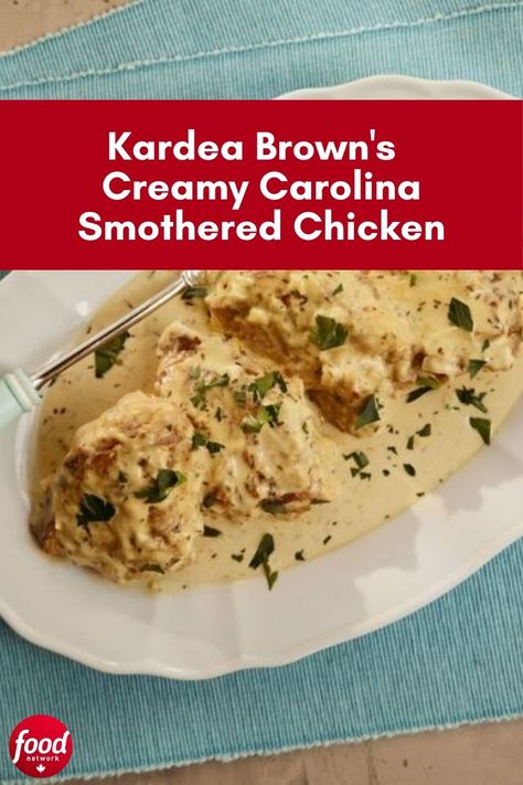 Carolina Smothered Chicken, Miss Brown Recipes, Delicious Miss Brown, Smothered Chicken Recipe, Kardea Brown, Smothered Chicken Recipes, Chicken Smothered, Okra Stew, Meal Rotation