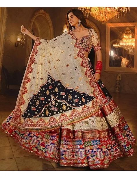 Multicolor cotton print and mirror work gujarati garba navratri lehenga chaniya choli Gujarati Chaniya Choli, Gujarati Garba, Garba Navratri, Navratri Lehenga, Choli Dress, Navratri Dress, Saree Bollywood, Navratri Chaniya Choli, Lehenga Designs Simple