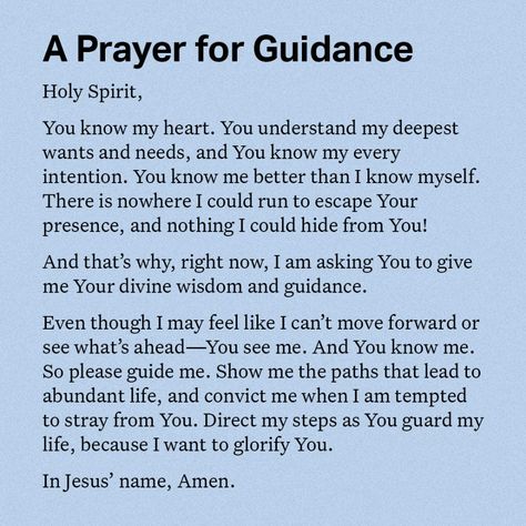 Prayer For Guidance, Everyday Prayers, Youversion Bible, Spiritual Prayers, Miracle Prayer, Prayer For Today, Good Prayers, Prayer Verses, Prayers For Healing