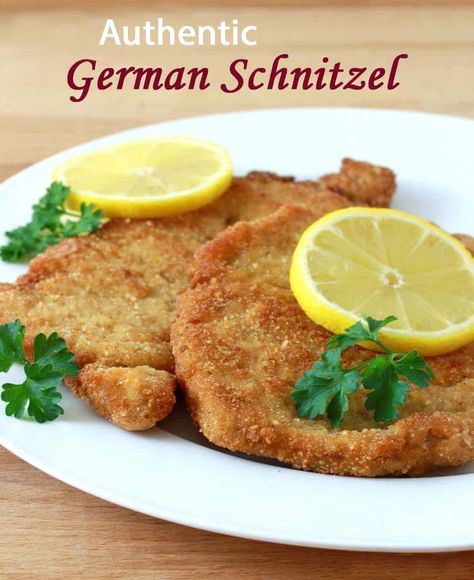 Authentic German Schnitzel (Schweineschnitzel) - The Daring Gourmet Authentic German Schnitzel Recipe, German Schnitzel, Schnitzel Recipes, Pork Schnitzel, Pork Recipe, Fool Proof Recipes, Pork Dishes, German Food, Fried Food