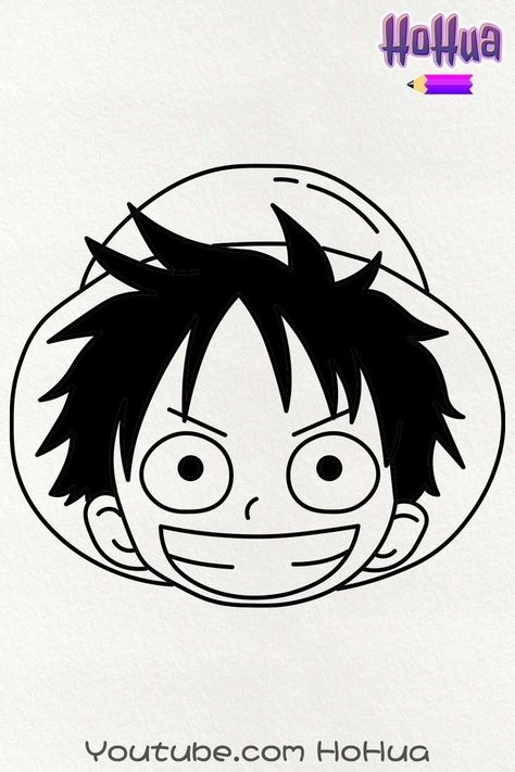 One Piece Doodle Art, One Piece Desenho Facil, Luffy Art Drawing, Luffy Drawing Easy, Luffy Lineart, Luffy Doodle, One Piece Drawing Easy, Luffy Draw, Chibi Luffy