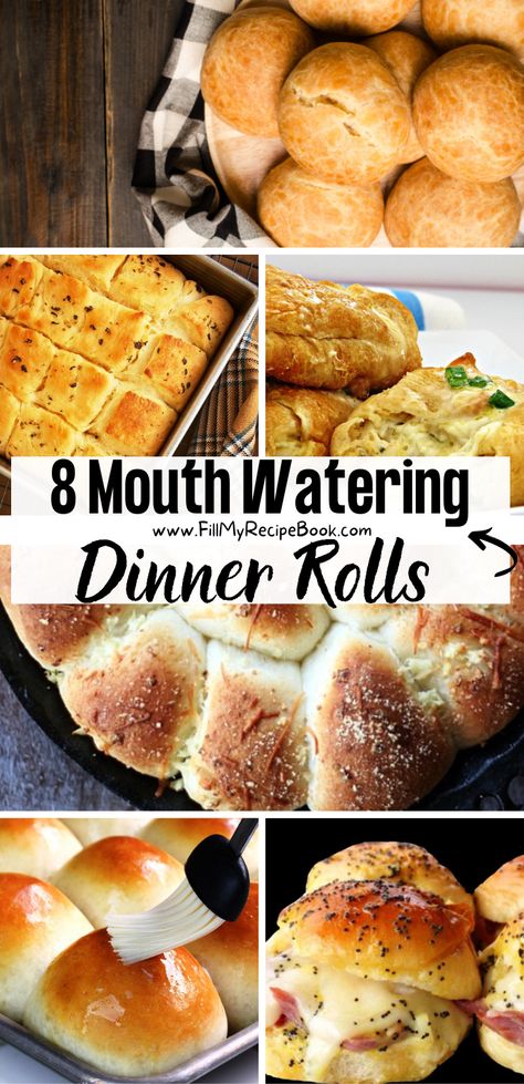 8 Mouth Watering Dinner Rolls - Fill My Recipe Book Dinner Rolls Recipes, Roll Dough Recipe, Asparagus Rolls, Homemade Yeast, Crab Appetizer, Ham Dinner, Plain Bread, Dinner Roll, Quick Food