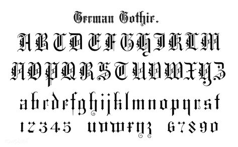 German gothic fonts from Draughtsman's Alphabets by Hermann Esser (1845–1908). Digitally enhanced from our own 5th edition of the publication. | premium image by rawpixel.com English Calligraphy Font, German Font, Gothic Writing, English Calligraphy, Gothic Lettering, Web Design Quotes, Gothic Font, Graffiti Lettering Fonts, Old English Font