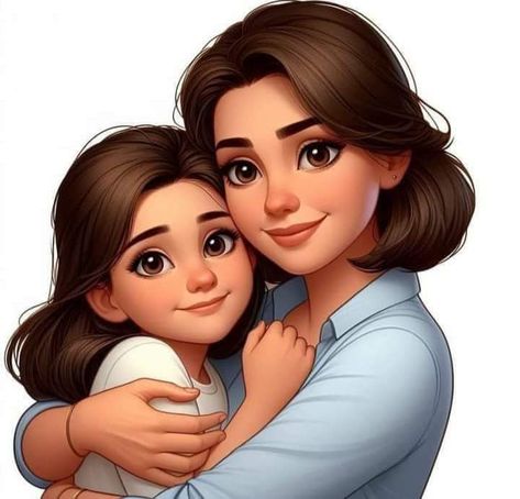 Mother And Daughter Drawing, Mom Drawing, Mother Daughter Art, Mother Daughter Pictures, Baby Cartoon Drawing, Friends Illustration, Mom And Dad Quotes, Inner Child Healing, Family Cartoon