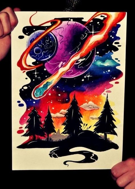 Psycodelic Tattoo, Cool Space Tattoos, Space Tattoo Ideas, Colourful Tattoo, Galaxy Tattoo Sleeve, Space Tattoos, Colored Tattoo Design, Galaxy Tattoo, Alien Tattoo