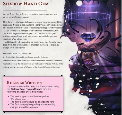 Unearthed Arcana Dnd Shadow Magic, Arcane Focus Dnd, Dnd 5e Magic Glaive, Dnd Homebrew Classes 5e Wizard, Arcane Focus, Unearthed Arcana, Dnd Wizard Subclass Homebrew, Homebrew Spells, Homebrew Items