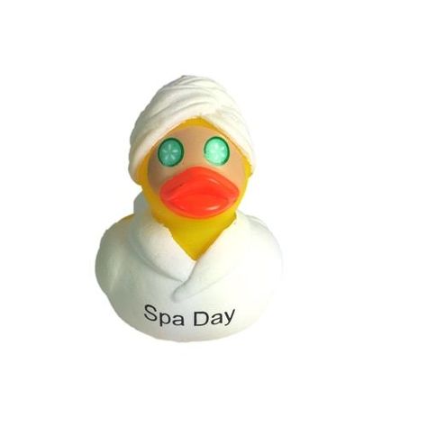 Spa Day Rubber Duck with white rope, towel on head, and cucumber slices over the eyes | Ducks in the Window.  #duck #leisure #toy #kids Rubber Duck Bathroom, Duck Bathroom, Duck Float, Quack Quack, Rubber Ducks, Girl Sleeping, Rubber Ducky, Baby Safe, Bath Toys