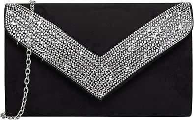 Prom Clutch, Formal Clutch, Black Leather Clutch, Crystal Trim, Clutches For Women, Wedding Purse, Party Clutch, Wedding Clutch, Party Purse