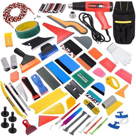 EHDIS Vinyl Wrap Tool Kit Window Tinting Tools with Heat Gun Vinyl Squeegee Razor Scraper Knife Cutter Headlight Tinting Film Application Removal Tool (52PCS) Car Detail Shop, Wrapping Car, Car Tool Kit, Car Paint Colors, Carbon Fiber Wrap, Vinyl Accessories, Vinyl Wrap Car, Car Wrapping, Car Vinyl