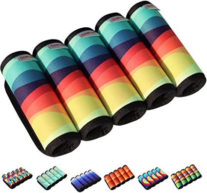 AmazonSmile: Gowraps 5 Pack Neoprene Luggage Handle Wraps for Suitcase Luggage Tags/Identifiers/Marker/Grips Travel Accessories for Flight Attendant(2.0 Version) (Rainbow) : Clothing, Shoes & Jewelry Rainbow Clothing, Luggage Identifiers, Flying Airplane, Luggage Handle Wrap, Suitcase Tags, Stylish Luggage, Suitcase Handle, Rainbow Bag, Arrow Pattern