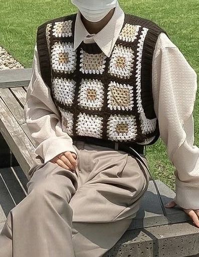 Crochet Man Clothes, Crochet Guys Clothes, Crochet Sweater Ideas For Men, Crochet Masculine Clothes, Men’s Crochet Vest, Crochet Vest Ideas, Crochet Vest For Men, Crochet Vest Men, Crochet Cardigan For Men