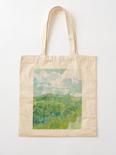 "Vincent van Gogh Green Wheat Fields, Auvers 1890 Painting" Tote Bag by podartist | Redbubble Van Gogh Green Wheat Fields, Van Gogh Green, Van Gogh Tote Bag, Tote Bag Business, Handpainted Tote Bags, Green Wheat, Handmade Paper Art, Totes Ideas, Green Tote Bag