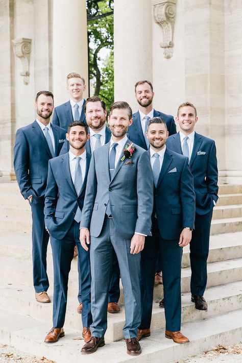 Blue Groomsmen Attire, Blue Groomsmen Suits, Slate Blue Wedding, Blue Groomsmen, Wedding Groomsmen Attire, Groomsmen Tuxedos, Groom And Groomsmen Suits, Groom Wedding Attire, Groomsmen Outfits