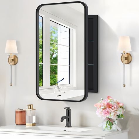 PRICES MAY VARY. Mount Type: Our medicine cabinet mirror supports recessed installation way, which is suitable for various scenes and styles. Easy to install, installation guideand and screws bag are included in the package, brings more convenience to your daily life.This cabinet's product weight is 5.75 kg/12.68 pounds, packing weight is 7.05 kg/15.54 Pounds Adjustable Shelves: Our bathroom mirror with storage is equipped with two adjustable glass shelves, which can meet the storage needs of di Back Door Storage, Bathroom Mirror With Storage, Bathroom Medicine Cabinet Mirror, Bathroom Mirror Storage, Cabinet Mirror, Medicine Cabinet With Mirror, Recessed Medicine Cabinet, Cabinet With Mirror, Vanity Mirrors