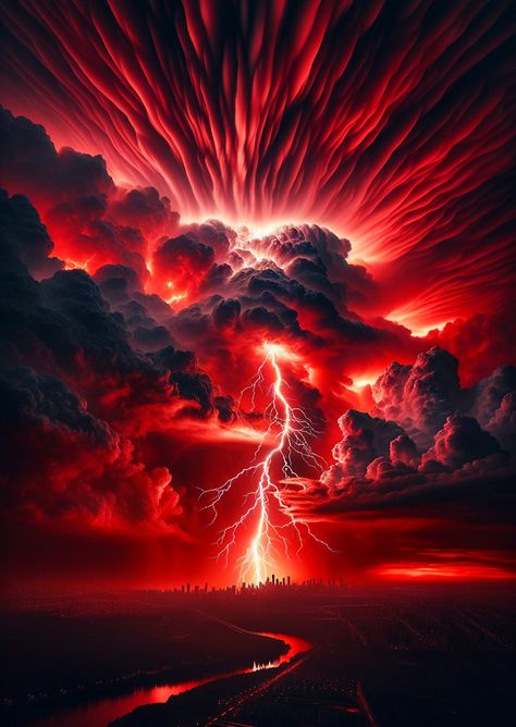 Red Sky Background, Storm Pictures, Lightning Art, Red Stuff, Lightning Photos, Red Storm, Different Backgrounds, S Letter Images, Sky Digital