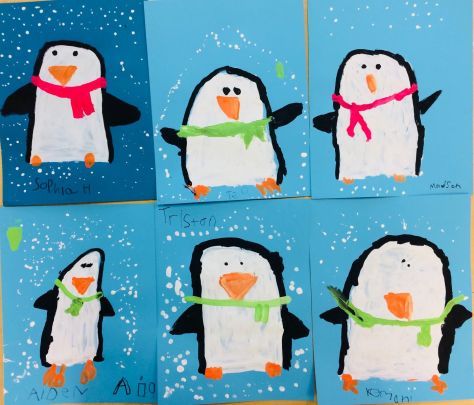 January Art, Classe D'art, Winter Art Lesson, Kindergarten Art Lessons, Painting Skills, Winter Art Projects, Elementary Lesson Plans, Winter Kindergarten, Penguin Art