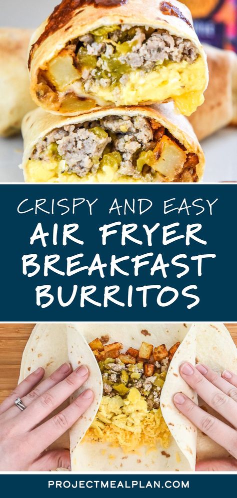 Oven Breakfast Potatoes, Air Fryer Breakfast Burritos, Airfryer Breakfast, Make Ahead Breakfast Burritos, Freezer Breakfast Burritos, Breakfast Burritos Frozen, Air Fryer Breakfast, Breakfast Burritos Recipe, Fried Breakfast