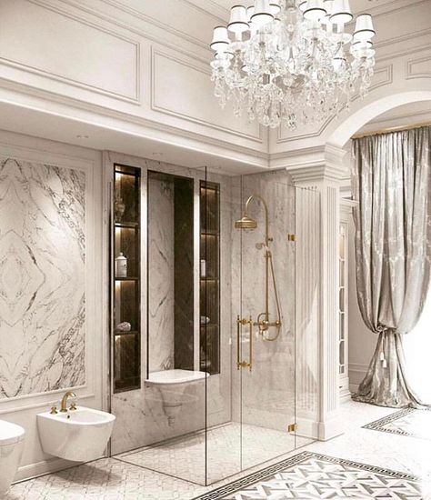 Grey Marble Floor, Design Interior Baie, Luxury Bathroom Inspiration, Bad Inspiration, Decor Baie, Luxury Marble, Grey Bathrooms, Bath Room, Elegant Bathroom