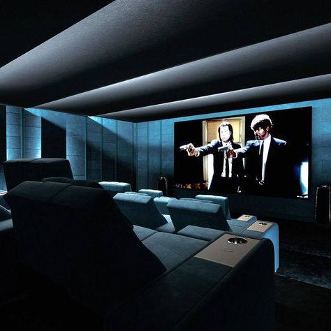 Vismara Design Italy on Instagram: "2022, we are ready and we are super excited! Let’s start with a cool huge Home Cinema, in a soft and immersive atmosphere, with a beautiful teal blue tone! Who would love to be there? . . . #homecinema #dreamcinema #homecinemas #homecinemadesign #bespokehometheatre #customhometheater #luxurycinema #privatecinema #hometheatre #hometheater #hometheaterdecor #hometheaterdesign #mediaroomdesign #blueinterior #homecine #homecinemaproject #homecinemaroom #cinemafu Navy Cinema Room, Blue Theater Room, Dark Blue Cinema Room, Blue Theatre Aesthetic, Blue Theater Aesthetic, Home Cinema Design, Huge Home, Orchard House, Home Theater Room Design