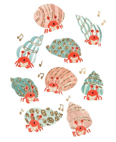 Carol Singers, Crab Illustration, Ocean Illustration, Crab Art, Clearwater Florida, Hermit Crab, Coastal Christmas, Holiday Illustrations, Christmas Illustration