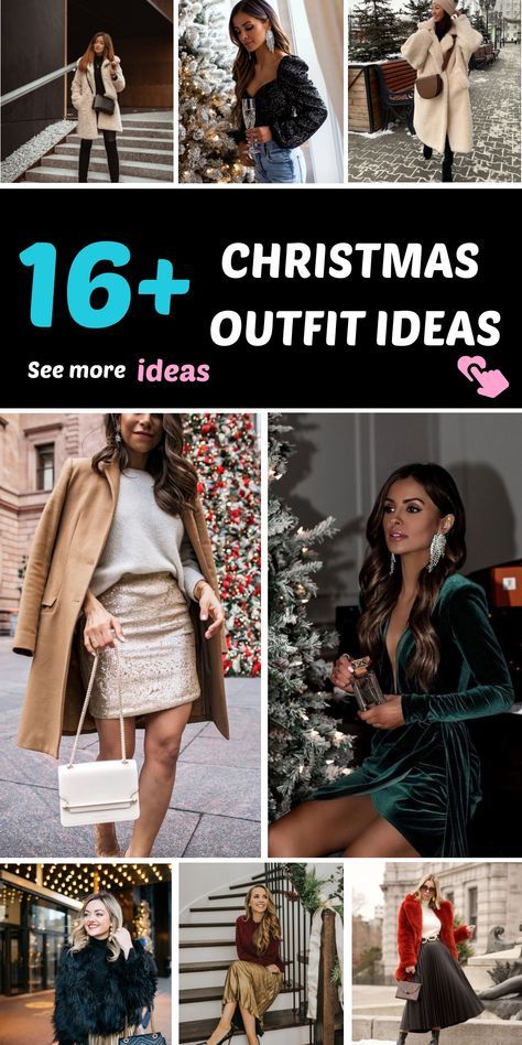 Classy Christmas Outfit For Women, Outfit Ideas Unique, Classy Christmas Outfit, Christmas Outfit Ideas For Women Classy, Classy Christmas Party, Christmas Outfit Inspiration, White Winter Coat, Christmas Outfit Ideas, Trendy Christmas Outfits