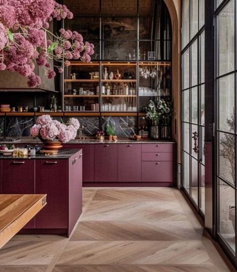 Purple Kitchen Designs, Purple Kitchen, Kitchen Design Trends, Estilo Art Deco, Interior Design Kitchen, Dream House Decor, Modern Kitchen Design, Home Decor Kitchen, Dream Home Design