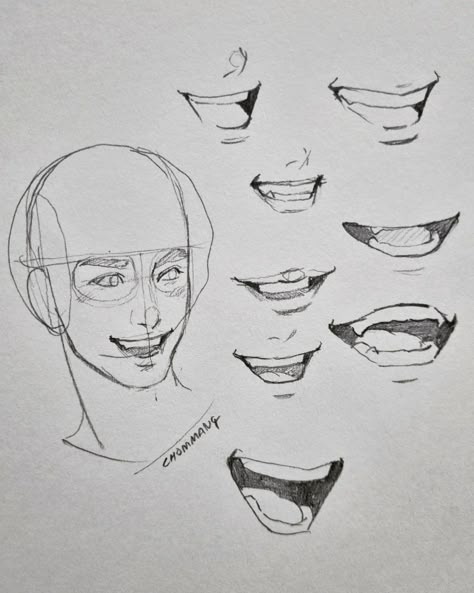 Different Types Of Drawing Styles, Slight Smile Drawing, Simple Art References, How To Draw Smile, How To Draw Smiles, Composition Ideas Drawing, How To Draw A Smile, Smiling Reference, Smile Reference