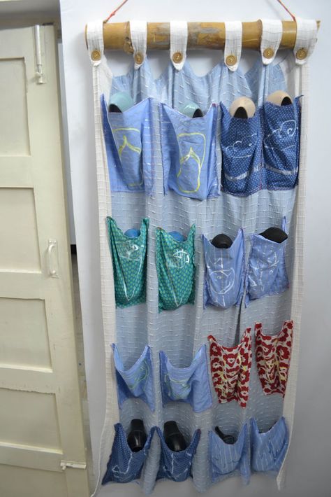 Kids Art Smock, Old Bed Sheets, Hanging Shoe Rack, Shoe Hanger, Ideal Closet, Hanging Shoes, Garden Tool Storage, Cotton Clothes, Idea Design