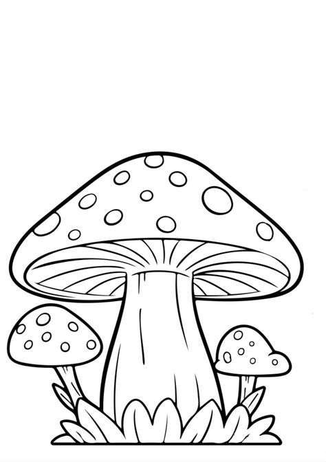 Stencil Art Mushroom, Mushroom Stencils Patterns, Cool Mushroom Drawings Trippy, Mushroom Drawings Easy, Small Mushroom Drawing, Coloring Pages Mushrooms, Mushroom Black And White, Mushroom House Coloring Pages, Mushrooms Coloring Pages