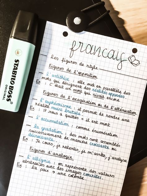 Francais Aesthetic, Note Taking Strategies, School Organisation, High School Organization, Study Flashcards, French Expressions, Bullet Journal School, School Study Tips, School Board