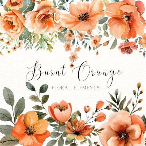 Burnt Orange Wedding Clipart, Fall Floral Clipart, Watercolor Flowers, Greenery Print, Terracotta https://digitalduskyrose.etsy.com/listing/1718235770 🎨 Pixels & Quality: You'll enjoy impeccable crystal-clear image quality with over 300 DPI and a resolution of 4400x4400 pixels. This ensures your creations will be sharp, vibrant, and visually captivating. For optimal results, we recommend using these 5x5 inch images with a resolution of over 300 DPI. This will ensure your final creations are... Printable Wrapping Paper, Burnt Orange Wedding, Burnt Orange Weddings, Floral Clipart, Flower Spray, Wedding Clipart, Orange Wedding, Design Textile, Flower Border