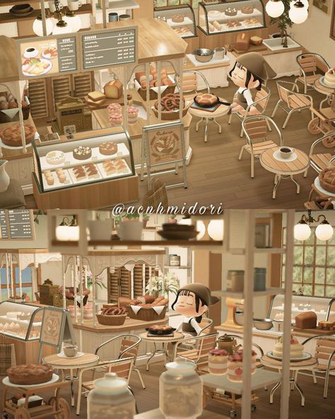 Animal Crossing Cafe, Opening A Bakery, Acnh Cottagecore, Cute Bakery, Bakery Design Interior, Animal Crossing Funny, Happy Home Designer, Deco Nature, Cafe House