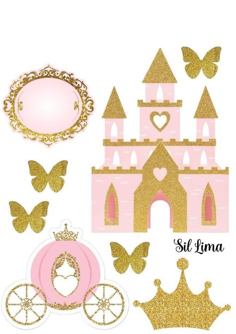 Princess Topper Printable, Disney Castle Cake Topper, Princess Topper, Ben 10 Party, Castle Cake Topper, Princess Castle Cake, Princess Birthday Party Decorations, Princess Theme Birthday, Princess Theme Birthday Party