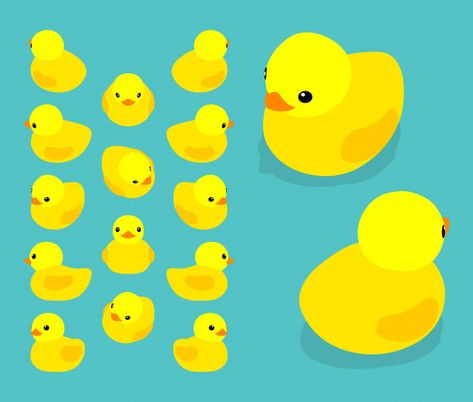 Set of the isometric yellow rubber ducks Premium Vector | Premium Vector #Freepik #vector #background #baby #kids #icon Rubber Duck Drawing, Yellow Rubber Duck, Lucky Ducky, Duck Illustration, Duck Drawing, Duck Wallpaper, Duck Cartoon, Duck Art, Duck Toy