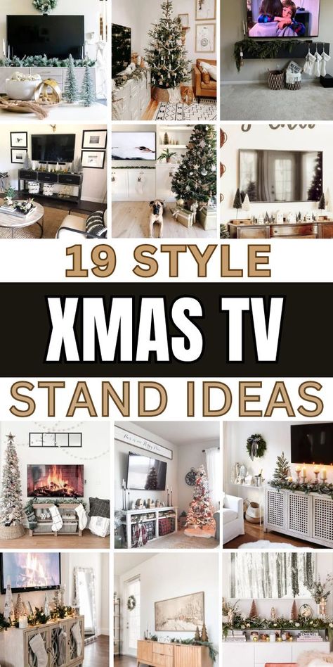 Add festive flair to your TV stand with creative Christmas decor! From garlands and twinkling lights to seasonal accents, these ideas bring holiday charm to your living room or bedroom. Transform your space into a cozy holiday haven! 🌟 #ChristmasDecor #HolidayStyling Buffett As Tv Stand, Christmas Decor For Tv Stand, Tv Unit Christmas Decor, Tv Stand In Bedroom, Christmas Decor Ideas Tv Stand, Decorating Tv Stand Living Rooms, Under Tv Christmas Decor, Decor Under Mounted Tv, Tv Stand Styling