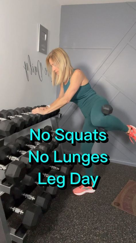 Tracy Steen | Are you looking for a knee friendly leg day? This workout has no squats, no lunges. Of course everyone’s knee issues are different so… | Instagram Leg Workout Without Squats, No Squat Leg Workout, Dumbbell Leg Workout, Tracy Steen, Workout Stations, Beginner Workouts, Squats And Lunges, Bad Knees, Leg Day Workouts