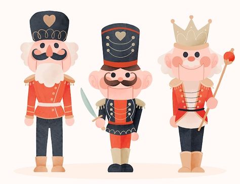 Christmas Widgets, Nutcracker Characters, Christmas Board Games, Christmas Nutcrackers, Watercolor Paper Texture, Illustration Story, Nutcracker Soldier, Winter Illustration, 강아지 그림