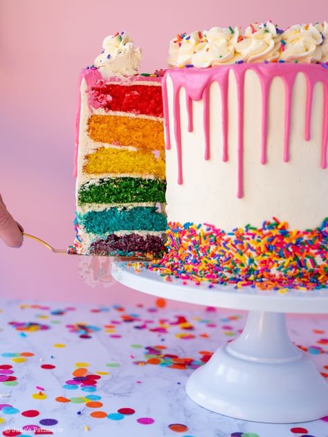 Big Birthday Cake, Sparkle Cake, Janes Patisserie, Rainbow Frosting, Cupcake Decorating Tips, 21st Cake, Chocolate Drip Cake, Rainbow Birthday Cake, Cake Templates