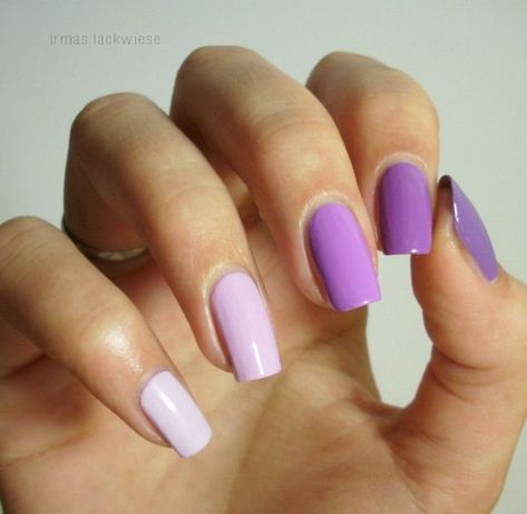 Purple Nail Gradient, Purple Nails Different Shades, Multi Colored Purple Nails, Different Color Purple Nails, Purple Fade Nails, Shades Of Purple Nails, Purple Gradient Nails, Simple Manicure, Nails Grunge