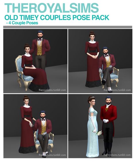 THEROYALSIMS "OLD TIMEY COUPLES" POSE PACK | The Royal Sims on Patreon Sims 4 Royal Wedding, Royal Wedding Poses, Couple Poses Sims 4, Sims 4 Royal, Sims 4 Couple, Poses Sims 4, New Pose, Los Sims 4 Mods, Sims 4 Couple Poses