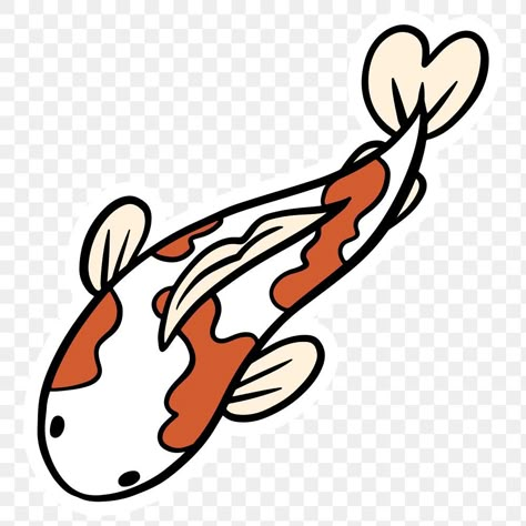 Koi Fish Clipart, Koi Fish Doodle Simple, Koy Fish Drawings Easy, Koi Fish Sticker, Koi Doodle, Koi Fish Doodle, Koi Fish Cartoon, Carp Drawing, Street Doodle